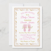 Personalisiert Baby Girl Pink und Gold Baby Dusche Einladung (Vorderseite)
