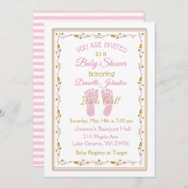 Personalisiert Baby Girl Pink und Gold Baby Dusche Einladung