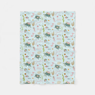 Personalisiert Baby Girl Turtle | 30 x 40 Fleece