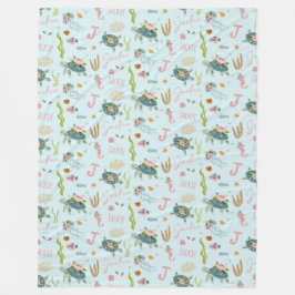 Personalisiert Baby Girl Turtle | 60 x 80 Fleecen Fleecedecke