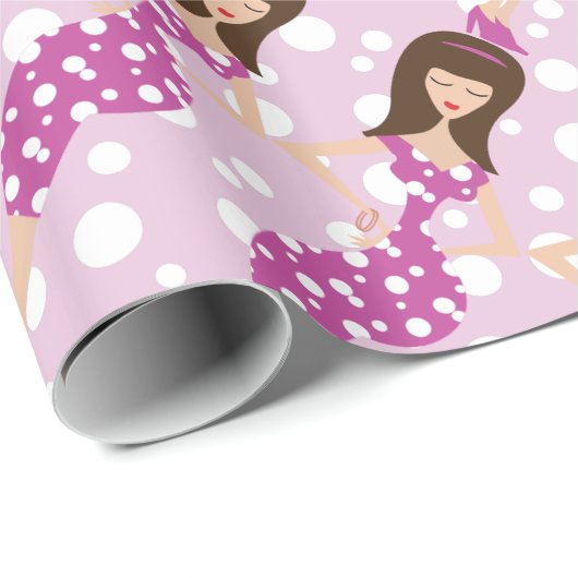 Personalisiert Baby Girl Wrapping Paper Geschenkpapier (Rolleneckpunkt)