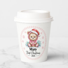 Personalisiert Baby Girl's First Christmas Cups -  Pappbecher