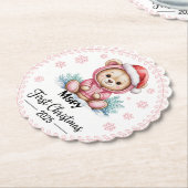 Personalisiert Baby Girl's First Christmas Unterse Untersetzer (angewinkelt)