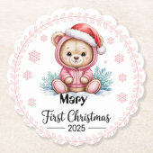 Personalisiert Baby Girl's First Christmas Unterse Untersetzer (Vorderseite)