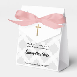 Personalisiert Baby Gray Pink Gold Cross Christeni Geschenkschachtel
