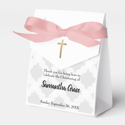 Personalisiert Baby Gray Pink Gold Cross Christeni Geschenkschachtel (Vorderseite)