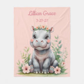 Personalisiert Baby Hippo Girl's Safari Kinderzimm Fleecedecke (Vorderseite)