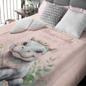 Personalisiert Baby Hippo Girl's Safari Kinderzimm Fleecedecke