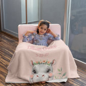 Personalisiert Baby Hippo Girl's Safari Kinderzimm Fleecedecke