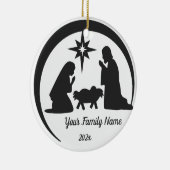 Personalisiert Baby Jesus Manger Weihnachtsfeierta Keramik Ornament (Rechts)