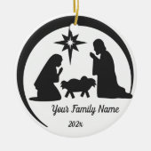 Personalisiert Baby Jesus Manger Weihnachtsfeierta Keramik Ornament (Vorne)
