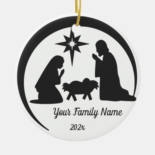 Personalisiert Baby Jesus Manger Weihnachtsfeierta Keramik Ornament (Vorne)