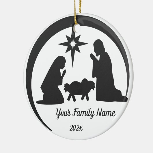 Personalisiert Baby Jesus Manger Weihnachtsfeierta Keramik Ornament (Links)