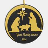 Personalisiert Baby Jesus Manger Weihnachtsfeierta Keramik Ornament (Vorne)