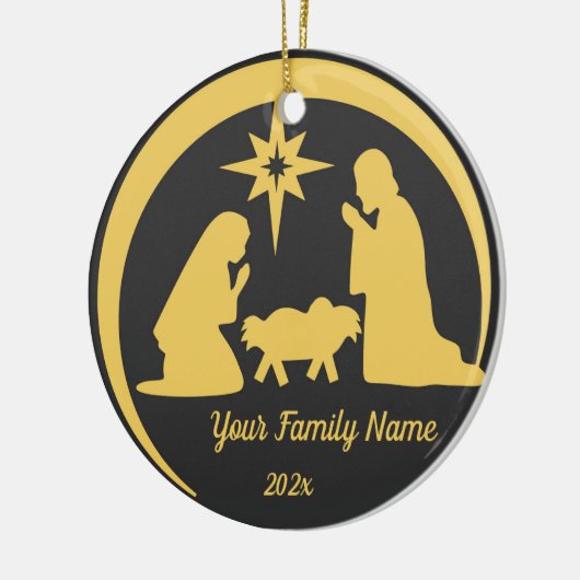 Personalisiert Baby Jesus Manger Weihnachtsfeierta Keramik Ornament (Links)