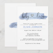 Personalisiert Baby Liebe Blue White Boy Babydusch Einladung (Vorne/Hinten)