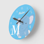 Personalisiert Baby Light Blue Round Clock Runde Wanduhr (Winkel)