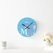Personalisiert Baby Light Blue Round Clock Runde Wanduhr (Zuhause)