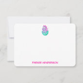 Personalisiert Baby Lila Dinosaur Stationery Dankeskarte (Vorderseite)