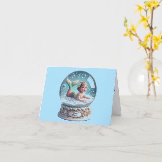 Personalisiert Baby Mermaid Willkommen Karte (Gelbe Blume)