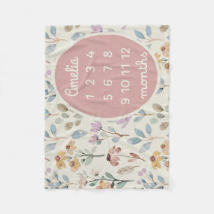 Personalisiert Baby Milestone Blanket Girl Fleecedecke