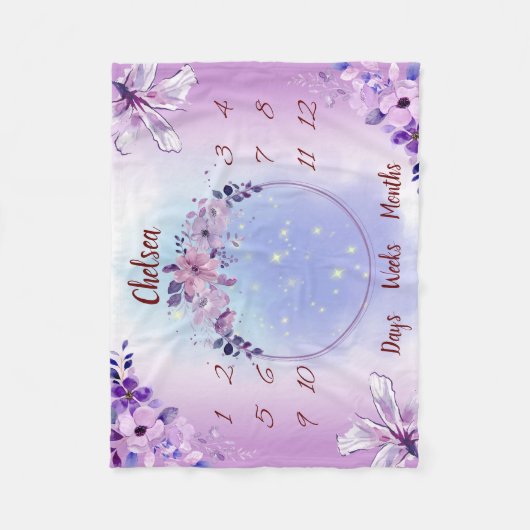 Personalisiert Baby Milestone Fleecedecke (Vorderseite)
