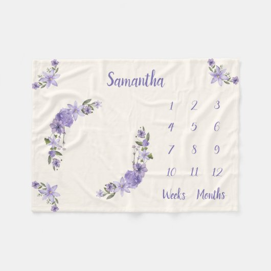 Personalisiert Baby Milestone Fleecedecke (Vorderseite (Horizontal))