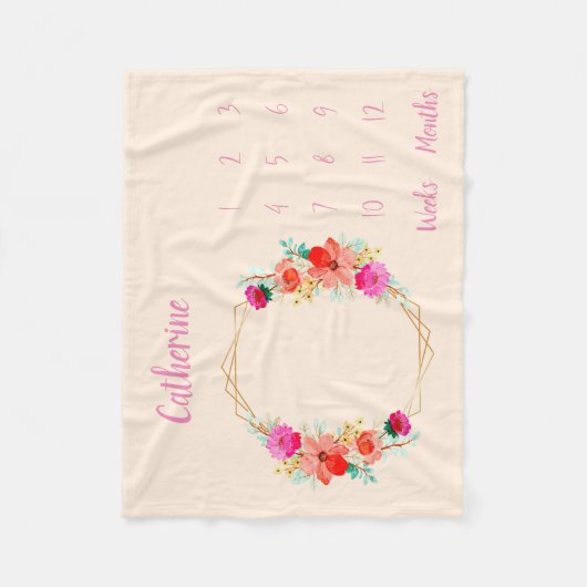 Personalisiert Baby Milestone Fleecedecke (Vorderseite)