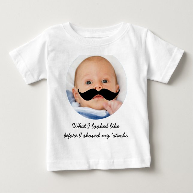 Personalisiert Baby Mustache Foto Shirt (Vorderseite)