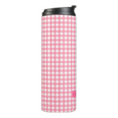 Personalisiert Baby Pink Gingham Monogram Thermosbecher (Nach links gedreht)