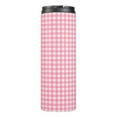 Personalisiert Baby Pink Gingham Monogram Thermosbecher (Rückseite)
