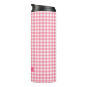 Personalisiert Baby Pink Gingham Monogram Thermosbecher (Nach rechts gedreht)