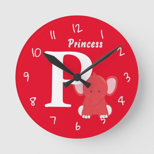 Personalisiert Baby Red Round Clock Runde Wanduhr (Vorderseite)