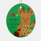 Personalisiert Baby Rudolph Reindeer 1. Weihnachte Keramik Ornament (Links)