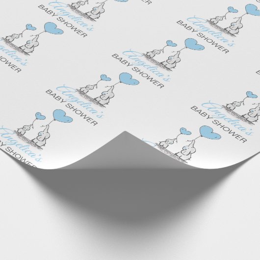 Personalisiert BABY SHOWER Blue Elephant BOY Geschenkpapier (Ecke)