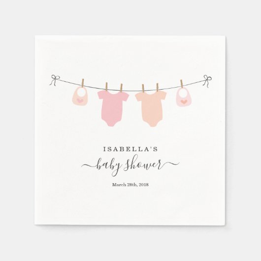 Personalisiert Baby Shower Twins Girls Serviette (Vorderseite)