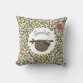 Personalisiert Baby Sloth Floral Pillow Kissen (Vorderseite)