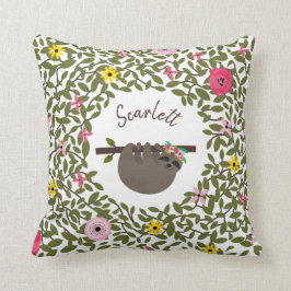 Personalisiert Baby Sloth Floral Pillow Kissen
