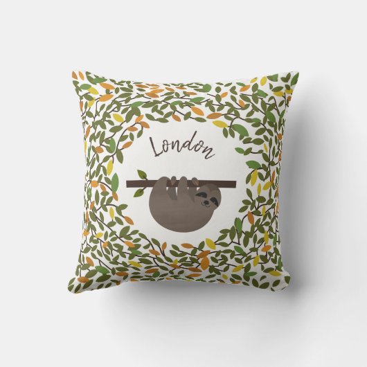 Personalisiert Baby Sloth Herbst Grünkissen Kissen (Rückseite)