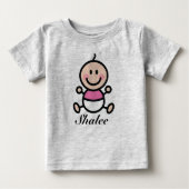 Personalisiert Baby Strichmännchen Girl Baby T-shirt (Vorderseite)