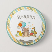 Personalisiert Baby Teddy Bear Giraffe Rubber Duck Button (Vorderseite)