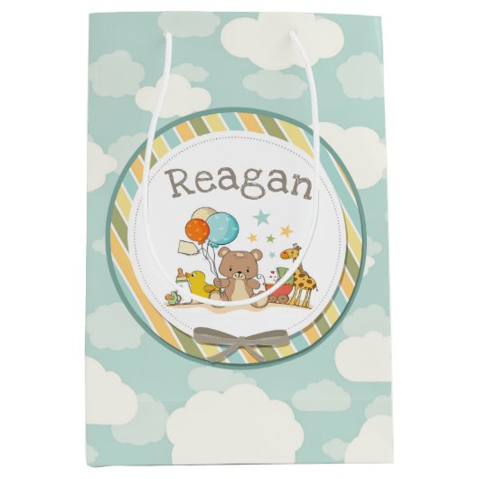 Personalisiert Baby Teddy Bear Giraffe Rubber Duck Mittlere Geschenktüte (Vorderseite)