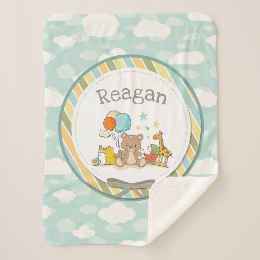 Personalisiert Baby Teddy Bear Giraffe Rubber Duck Sherpadecke (Vorderseite)