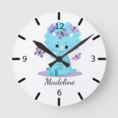 Personalisiert Baby Triceratops - Dinosaurier Runde Wanduhr (Vorderseite)