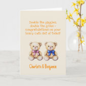 Personalisiert Baby Twins Herzlichen Glückwunsch,  Karte (Gelbe Blume)