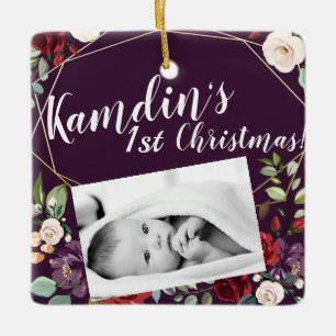 Personalisiert Baby XMAS Ornament Plum Lila Rose
