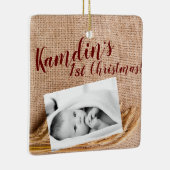 Personalisiert Baby XMAS Ornament Weize auf Burlap (Rechts)