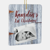 Personalisiert Baby XMAS Ornament White Wash Wood (Rechts)