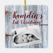 Personalisiert Baby XMAS Ornament White Wash Wood  (Vorderseite)