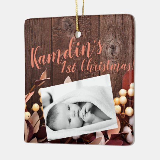 Personalisiert Baby XMAS Zierwolle Zweigniederlass Keramikornament (Links)